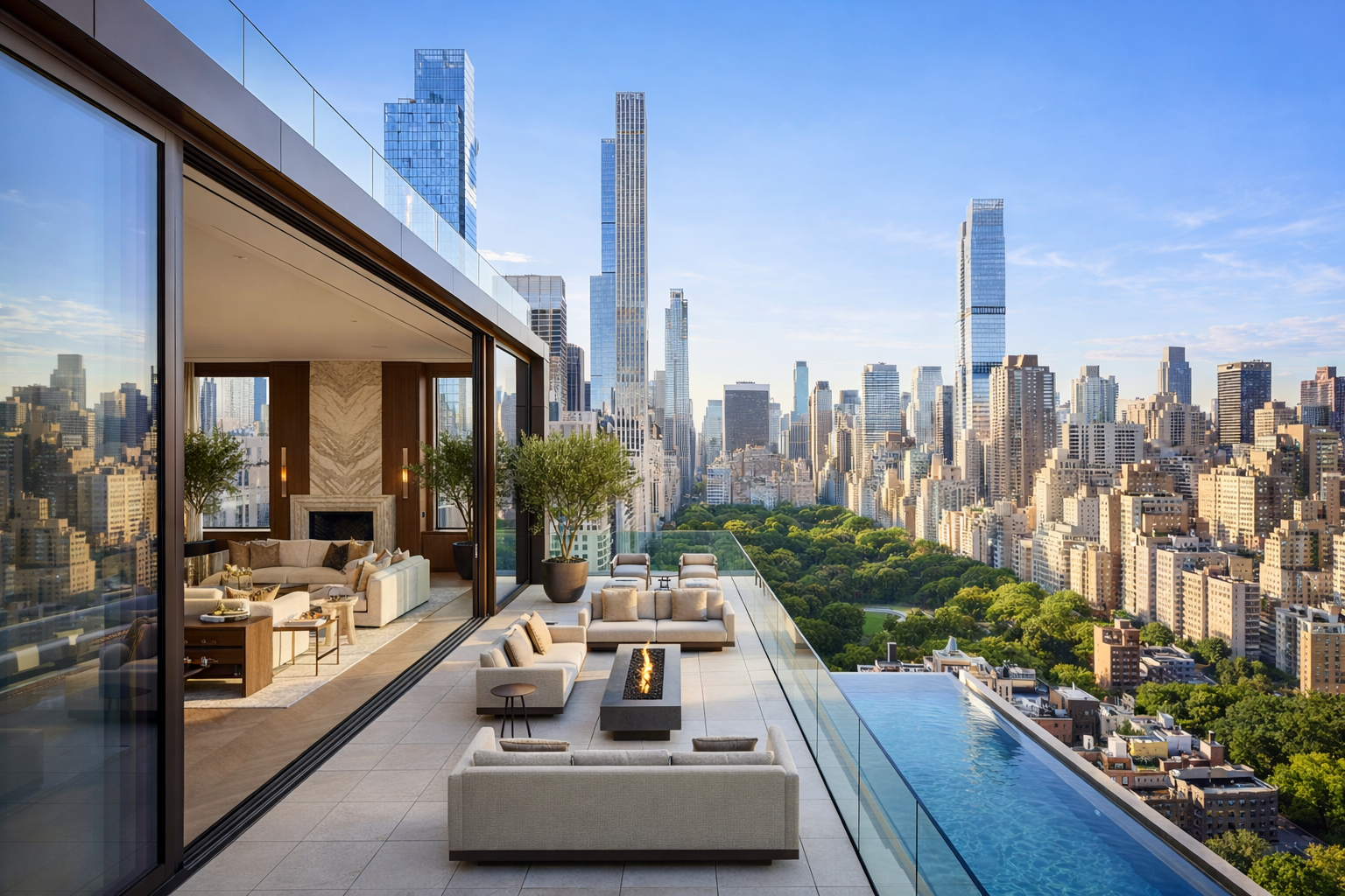 Luxury New York City apartment with skyline view